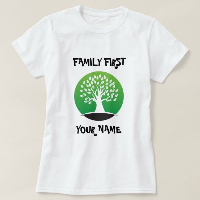 Customisable family reunion green tree T-Shirt (Design Front)