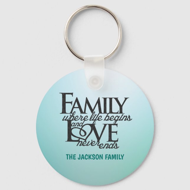 Customisable Family where life begins Key Ring (Front)