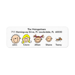 Customisable Family With Dog Address Labels