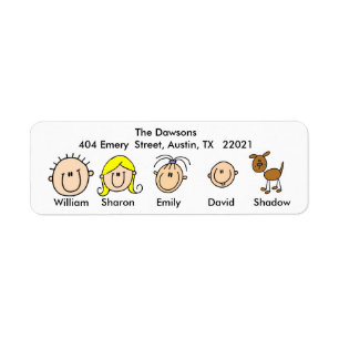 Customisable Family With Dog Address Labels