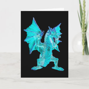 Customisable Fantasy Aqua Dragon Greetings Card