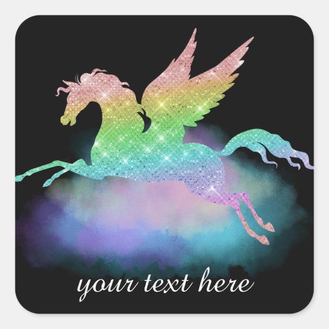 Customisable fantasy rainbow unicorn sticker (Front)