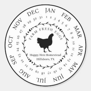 Customisable Farm Fresh Egg Carton Laid Date Classic Round Sticker