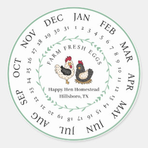 Customisable Farm Fresh Egg Carton Laid Date Classic Round Sticker
