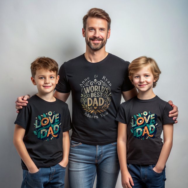 Customisable Father's Day T-Shirt -Names & Message (World's best dad )
