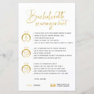 Customisable Faux Gold Bachelorette Scavenger