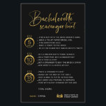 Customisable Faux Gold Black Bachelorette Hunt<br><div class="desc">Beautiful customisable Bachelorette Scavenger Hunt Game! You can personalise it with your games,  the points,  and the bride's name.</div>