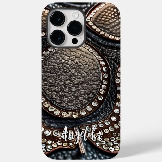 Customisable Faux Leather Abstract Minimalist Case-Mate iPhone Case (Back)