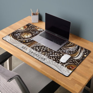 Customisable Faux Leather Rhinestone Desk Mat