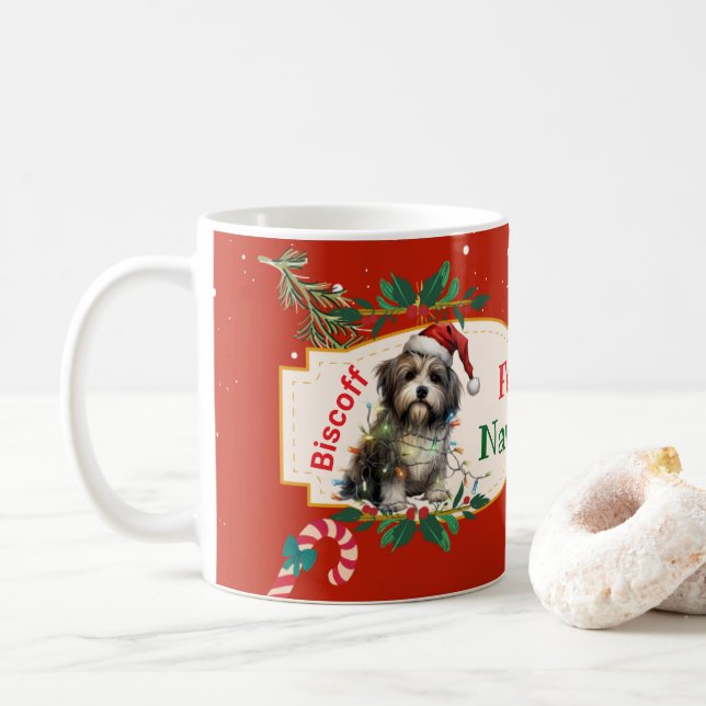 Customisable Feliz Navidog Christmas Coffee Mug (With Donut)