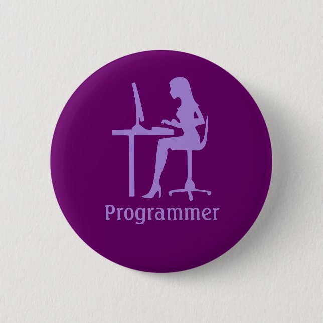 Customisable Female Silhouette Programmer Button (Front)