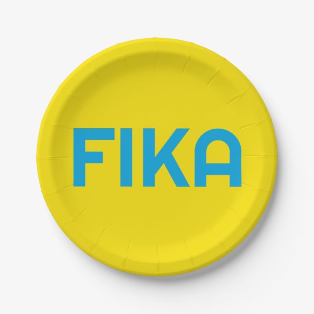Customisable FIKA Bold Yellow and Blue Paper Plate (Front)