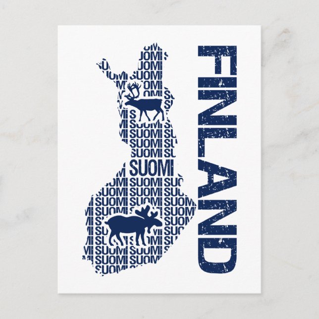 Customisable FINLAND MAP postcard (Front)