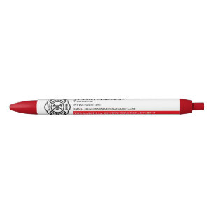 Customisable Fire Department Firefighter Logo Black Ink Pen