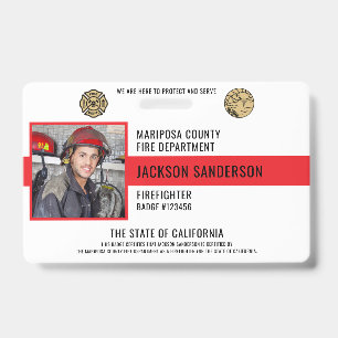 Customisable Firefighter Fire Department Employee ID Badge