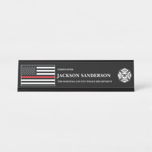 Customisable Firefighter Fire Department Logo Desk Name Plate