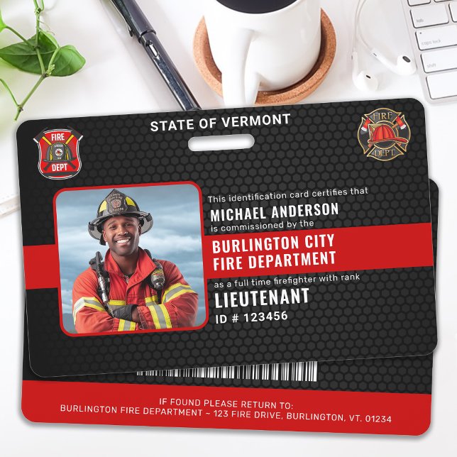 Customisable Firefighter Fire Department Photo ID Badge (Creator Uploaded)