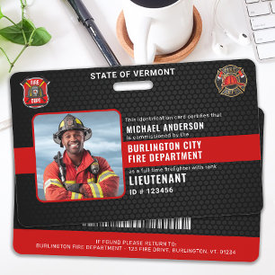 Customisable Firefighter Fire Department Photo ID ID Badge