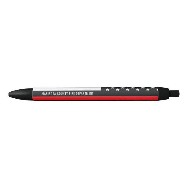 Customisable Firefighter Fire Department Red Line Black Ink Pen (Front)