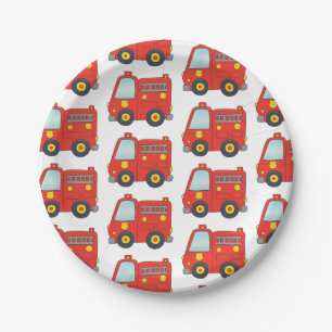 Customisable  Firetruck Paper Plate