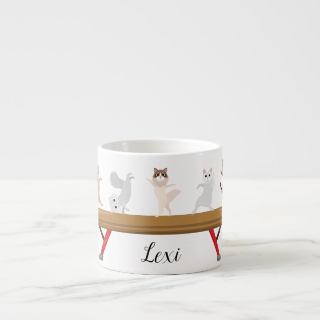 Customisable Five Gymnastics Cats Mini Espresso Cu Espresso Cup (Front)