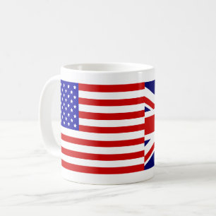 Customisable Flag of United States & Flag of UK Coffee Mug
