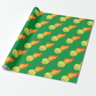 Customisable Flaming Tennis Ball Wrapping Paper