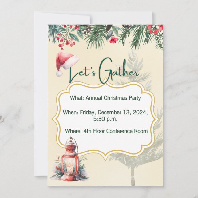 Customisable Flat Christmas Party Invitation (Front)