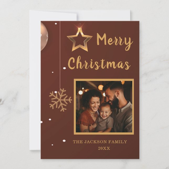 Customisable Flat Merry Christmas Holiday Card (Front)