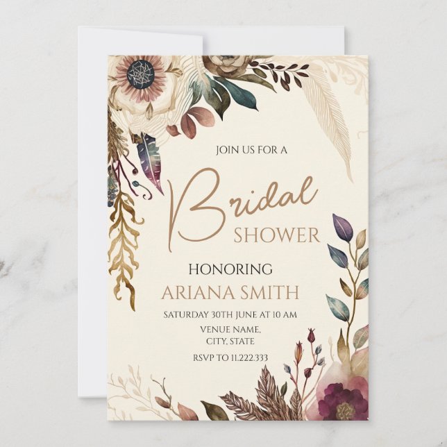Customisable Floral Bridal Shower Card (Front)