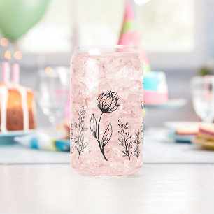 Customisable Floral Can Glass