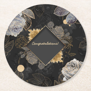 Customisable Floral Event Round Paper Coaster