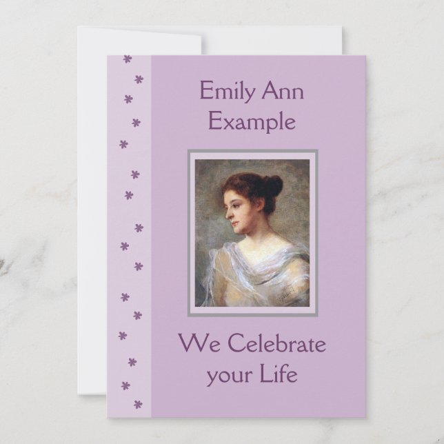 Customisable Floral Funeral / Wake / Memorial Invitation (Front)