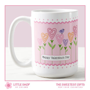 Customisable Floral Hearts Valentines Day Coffee Mug