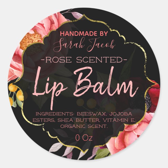 Customisable Floral Lip Balm Label (Front)