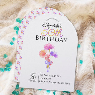 Customisable Floral Minimalist Milestone Birthday Invitation