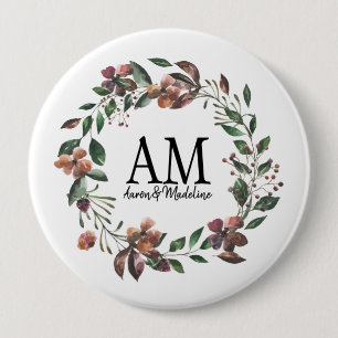 Customisable Floral Monogram Edens Garden 10 Cm Round Badge