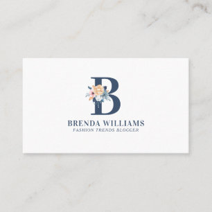 Customisable Floral Monogram Letters Business Card