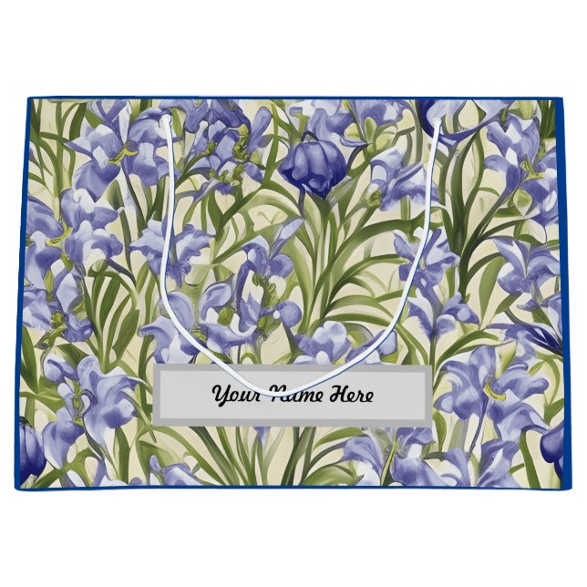 Customisable Floral Pattern Bluebell Flowers Large Gift Bag (Front)