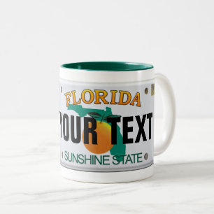 (Customisable) Florida License Plate Two-Tone Coffee Mug