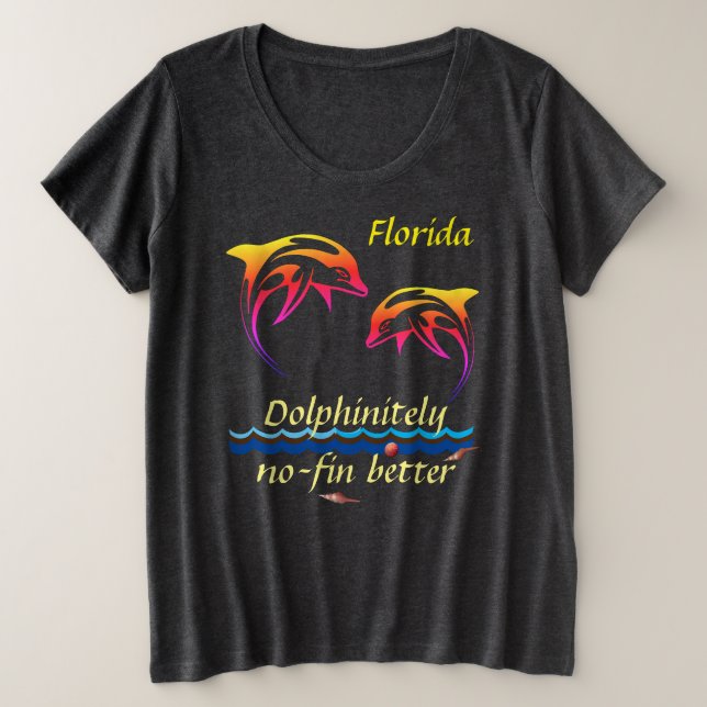 Customisable Florida w/ Dolphins Plus Size T-Shirt (Design Front)