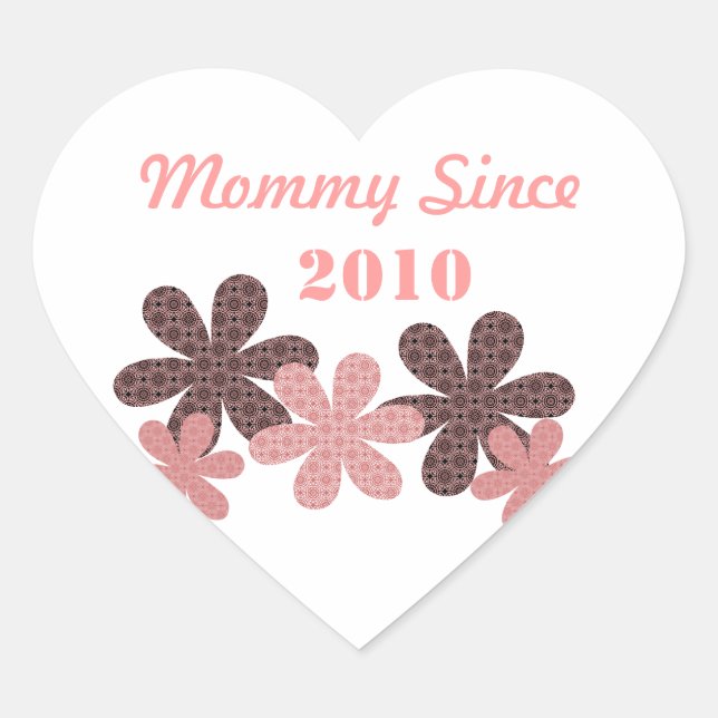 Customisable Flower Mummy Since Heart Stickers (Front)