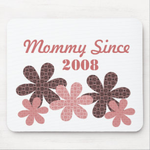 Customisable Flower Mummy Since Mousepad, Burgundy Mouse Pad