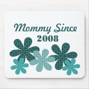 Customisable Flower Mummy Since Mousepad, Teal Mouse Pad