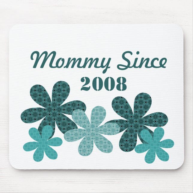 Customisable Flower Mummy Since Mousepad, Teal Mouse Pad (Front)