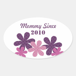 Customisable Flower Mummy Since Oval Stickers