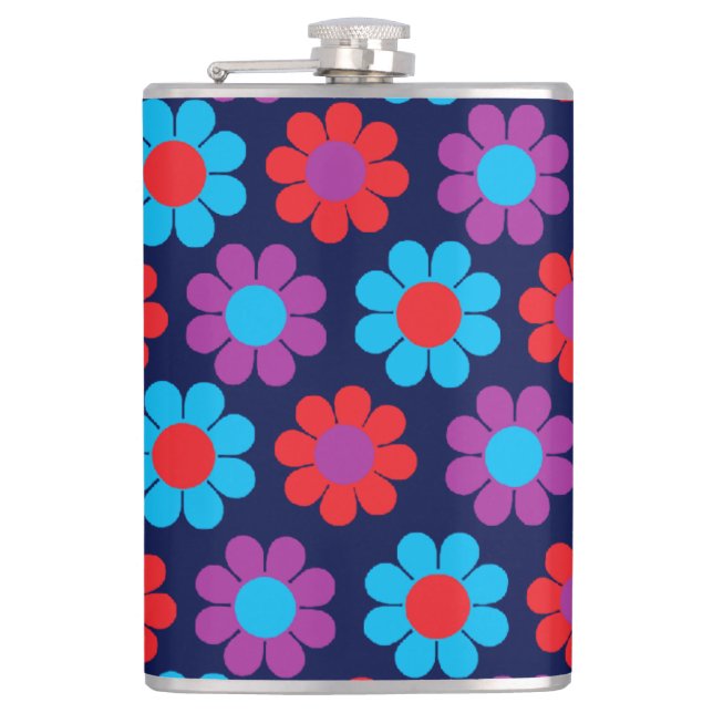 Customisable Flower Power Hip Flask (Front)