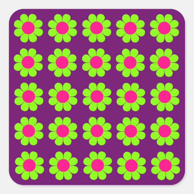Customisable Flower Power Square Sticker (Front)