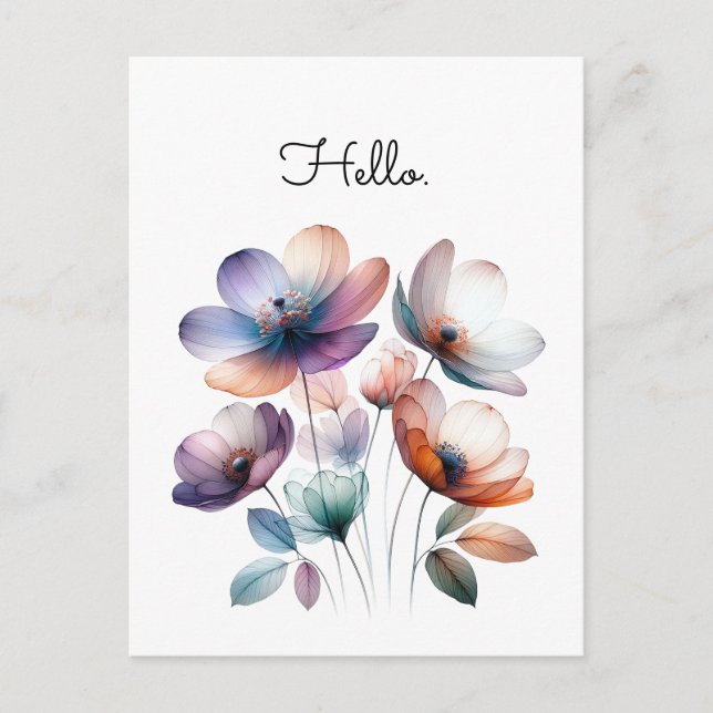 Customisable Flowers Watercolor Illustration  Postcard (Front)