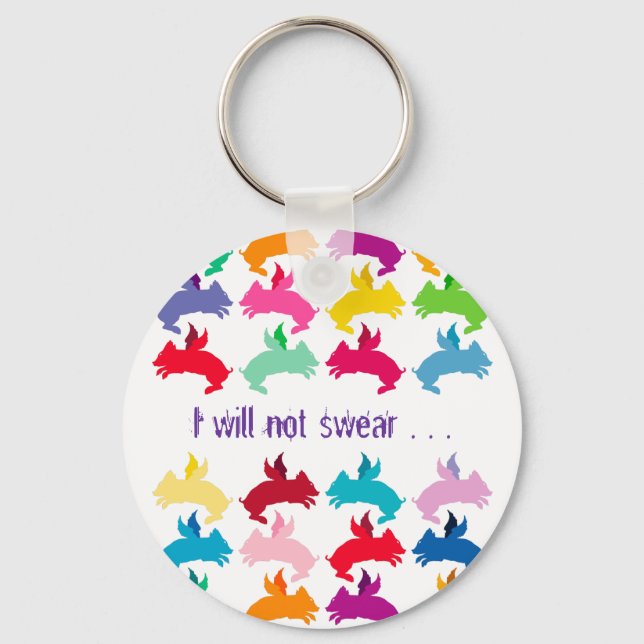Customisable: Flying piggies Key Ring (Front)